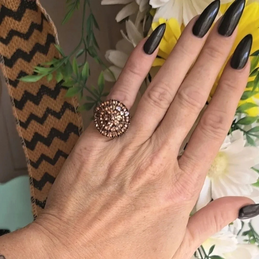 Natural Jenipapo Andalusite Large Cluster Style Ring. - Picture 6 of 6